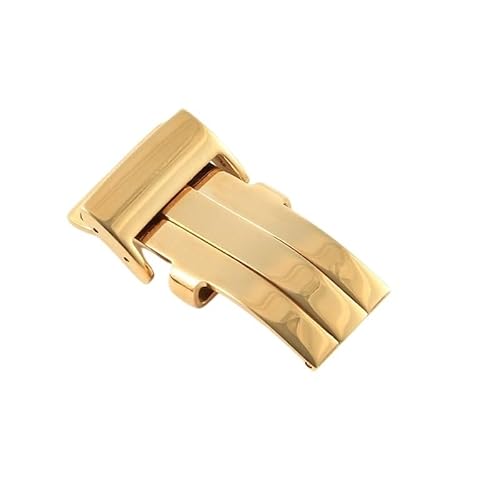 LOSUNLENU Edelstahl-Uhrenzubehör Faltschließe für Breitling-Lederbänder Schmetterlingsschließe(Gold) von LOSUNLENU