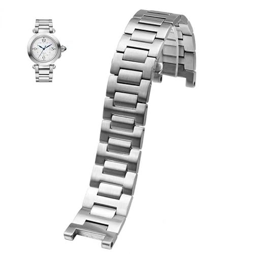 LOSUNLENU Für Cartier PASHA Serie Edelstahlarmband Mit Faltschließe(Silver,22-14mm) von LOSUNLENU