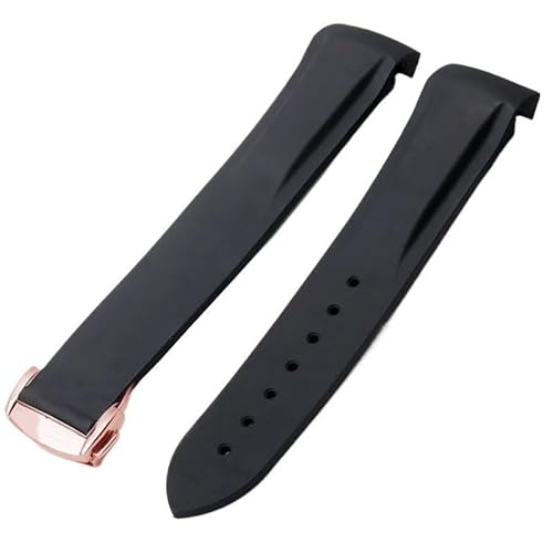 LOSUNLENU Gummi-Uhrenarmband für Omega Seamaster 300 Planet Ocean Silikon-Uhrenarmband(Blackr,20mm) von LOSUNLENU