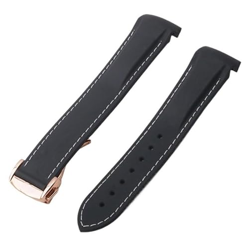 LOSUNLENU Gummi-Uhrenarmband für Omega Seamaster 300 Planet Ocean Silikon-Uhrenarmband(Blackwr,22mm) von LOSUNLENU