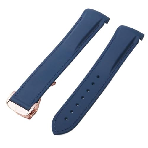 LOSUNLENU Gummi-Uhrenarmband für Omega Seamaster 300 Planet Ocean Silikon-Uhrenarmband(Bluebr,22mm) von LOSUNLENU