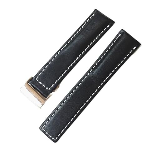 LOSUNLENU Lederarmband für Breitling Avenger Superocean Blackbird(Black) von LOSUNLENU