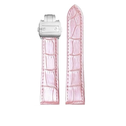 LOSUNLENU Lederarmband für Cartier Santos 100 Serie Uhrenarmband mit Faltschließe(Pink silver buckle,20mm) von LOSUNLENU