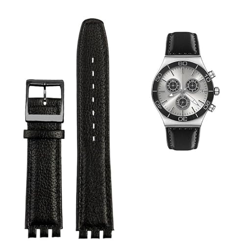 LOSUNLENU Lederarmband für Swatch GB274/287/GN239 Uhren, konkav-konvexe Schnittstellen, 17 mm Armband(A blackb) von LOSUNLENU