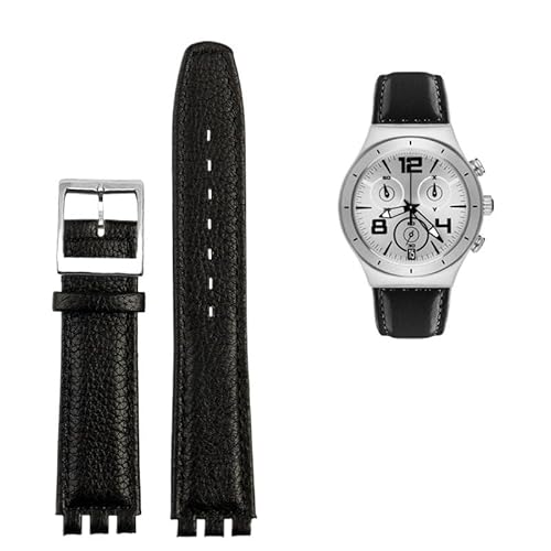 LOSUNLENU Lederarmband für Swatch GB274/287/GN239 Uhren, konkav-konvexe Schnittstellen, 17 mm Armband(A blacks) von LOSUNLENU