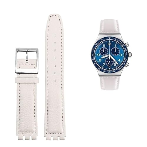 LOSUNLENU Lederarmband für Swatch GB274/287/GN239 Uhren, konkav-konvexe Schnittstellen, 17 mm Armband(A whites) von LOSUNLENU