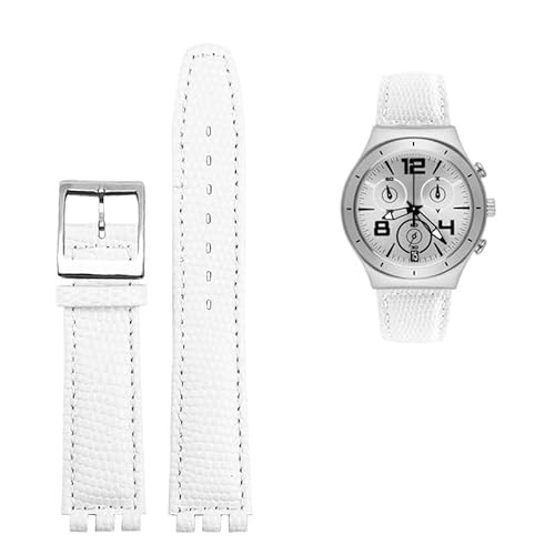 LOSUNLENU Lederarmband für Swatch GB274/287/GN239 Uhren, konkav-konvexe Schnittstellen, 17 mm Armband(B whites) von LOSUNLENU