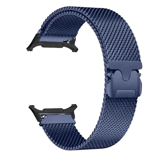 LOSUNLENU Magnetisches Edelstahlarmband für Galaxy Watch 7 Ultra 47 mm No Gaps Milanese Armband(Dark blue black) von LOSUNLENU