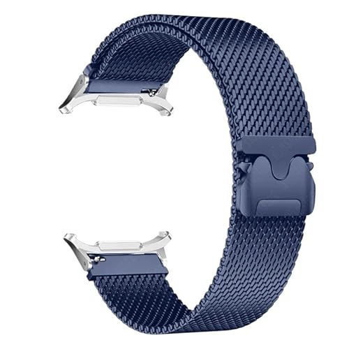 LOSUNLENU Magnetisches Edelstahlarmband für Galaxy Watch 7 Ultra 47 mm No Gaps Milanese Armband(Dark blue silver) von LOSUNLENU