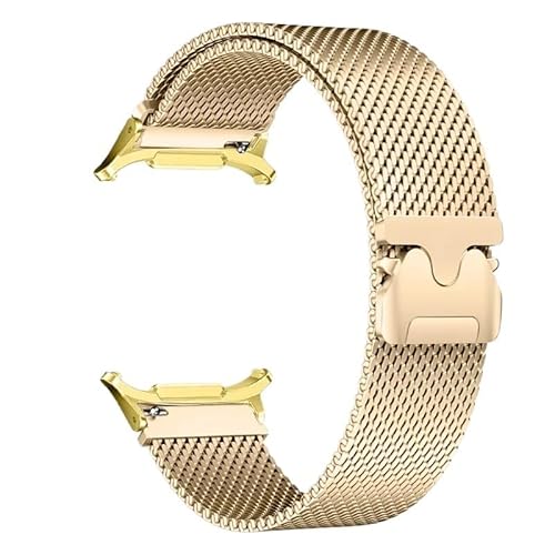 LOSUNLENU Magnetisches Edelstahlarmband für Galaxy Watch 7 Ultra 47 mm No Gaps Milanese Armband(Gold gold) von LOSUNLENU