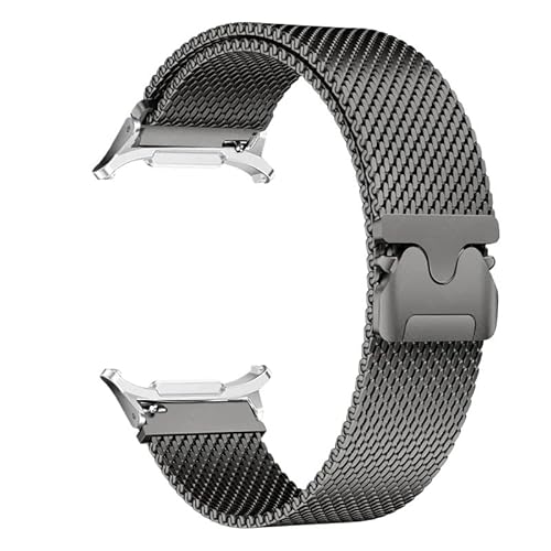 LOSUNLENU Magnetisches Edelstahlarmband für Galaxy Watch 7 Ultra 47 mm No Gaps Milanese Armband(Grey silver) von LOSUNLENU