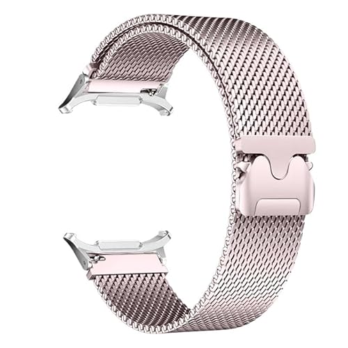 LOSUNLENU Magnetisches Edelstahlarmband für Galaxy Watch 7 Ultra 47 mm No Gaps Milanese Armband(Pink silver) von LOSUNLENU