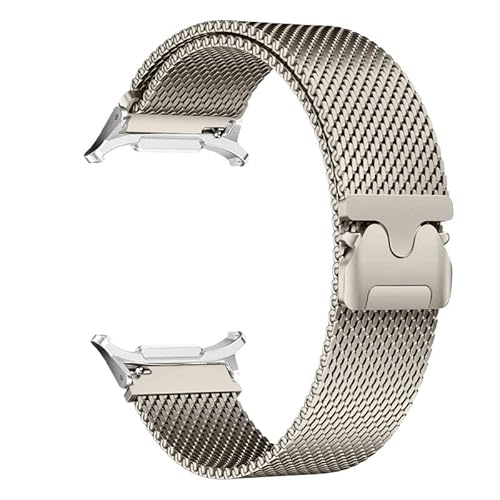 LOSUNLENU Magnetisches Edelstahlarmband für Galaxy Watch 7 Ultra 47 mm No Gaps Milanese Armband(Titanium silver) von LOSUNLENU