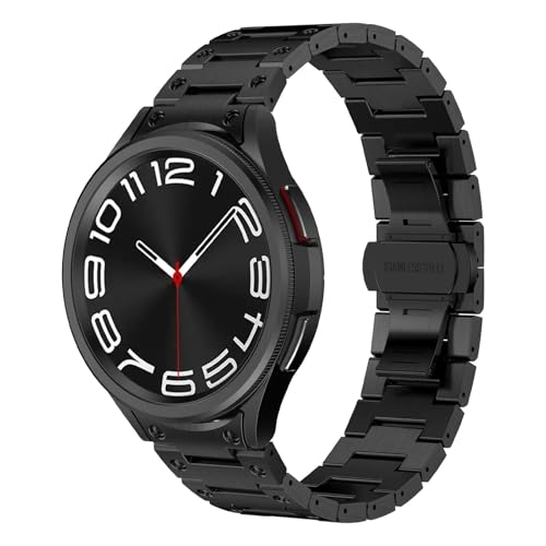 LOSUNLENU Metallarmband ohne Lücken für Samsung Watch 6 Classic Band für 5Pro 45 mm Edelstahlarmband Zubehör(Black,Watch5 40mm) von LOSUNLENU