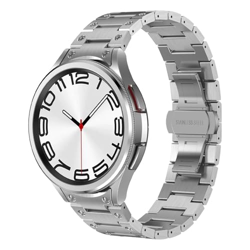 LOSUNLENU Metallarmband ohne Lücken für Samsung Watch 6 Classic Band für 5Pro 45 mm Edelstahlarmband Zubehör(Silver,Watch6 40mm) von LOSUNLENU