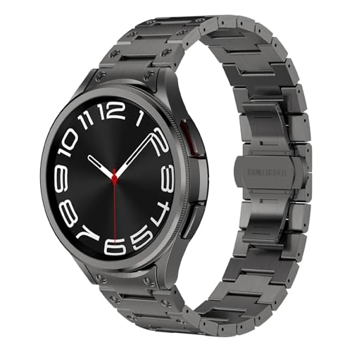 LOSUNLENU Metallarmband ohne Lücken für Samsung Watch 6 Classic Band für 5Pro 45 mm Edelstahlarmband Zubehör(Space gray,Watch4 44MM) von LOSUNLENU