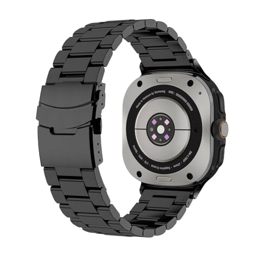 LOSUNLENU Metallgliederarmband für Samsung Galaxy Watch Ultra 7 47 mm Uhrenarmband Correa NO Gaps Herrenarmband(Black) von LOSUNLENU