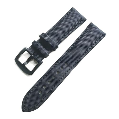 LOSUNLENU Nylon-Leder-Uhrenarmband für Blancpain Fifty Fathoms Uhrenarmband(Black black) von LOSUNLENU