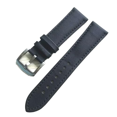 LOSUNLENU Nylon-Leder-Uhrenarmband für Blancpain Fifty Fathoms Uhrenarmband(Black silver) von LOSUNLENU