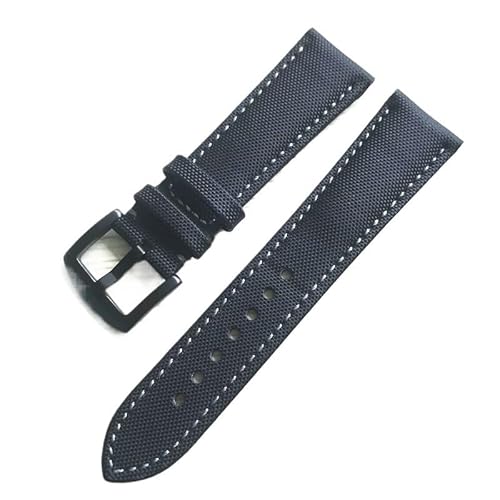 LOSUNLENU Nylon-Leder-Uhrenarmband für Blancpain Fifty Fathoms Uhrenarmband(Black white black) von LOSUNLENU