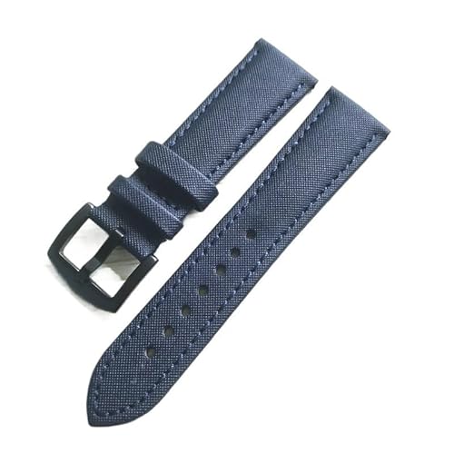 LOSUNLENU Nylon-Leder-Uhrenarmband für Blancpain Fifty Fathoms Uhrenarmband(Blue black) von LOSUNLENU