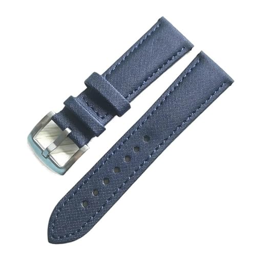 LOSUNLENU Nylon-Leder-Uhrenarmband für Blancpain Fifty Fathoms Uhrenarmband(Blue silver) von LOSUNLENU