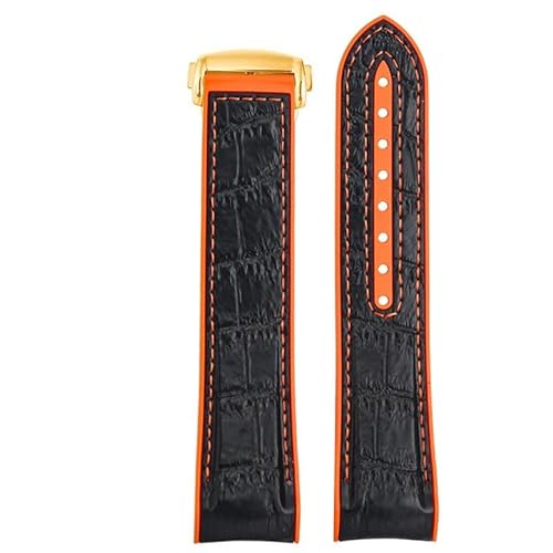 LOSUNLENU Silikon-Uhrenarmband für Omega Seamaster 300 Planet Ocean 600 Quarter Orange Gummi-Uhrenarmband(Blackog,20mm) von LOSUNLENU