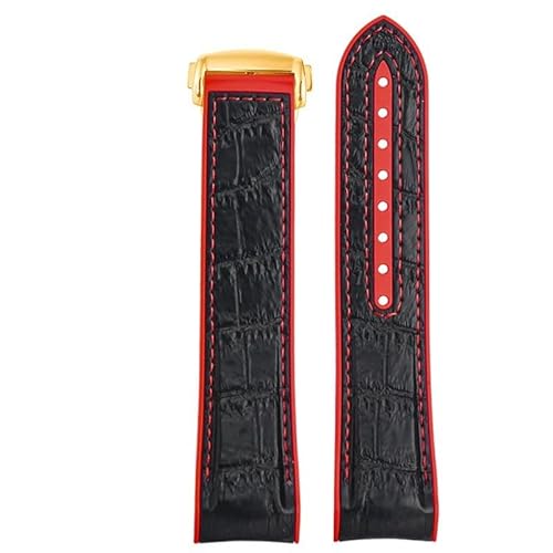 LOSUNLENU Silikon-Uhrenarmband für Omega Seamaster 300 Planet Ocean 600 Quarter Orange Gummi-Uhrenarmband(Blackrg,20mm) von LOSUNLENU
