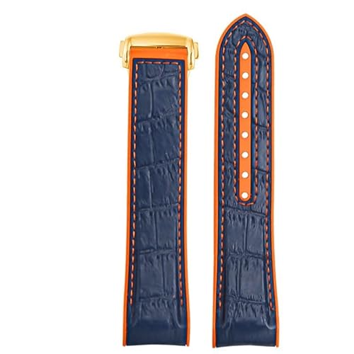 LOSUNLENU Silikon-Uhrenarmband für Omega Seamaster 300 Planet Ocean 600 Quarter Orange Gummi-Uhrenarmband(Blueog,20mm) von LOSUNLENU