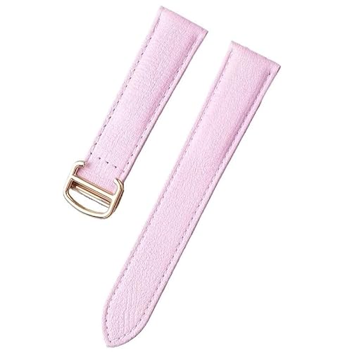 LOSUNLENU Uhrenarmbänder aus echtem Leder für Cartier Tank, London Key Series Uhrenarmband(Mallow purple gold,15mm) von LOSUNLENU