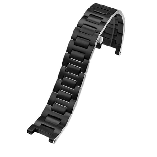 LOSUNLENU Uhrenarmband Aus Edelstahl Mit Konkavem Ende Für Cartier Pasha-Serie WSPA0013 Und W31077U2(Black1,16-8mm) von LOSUNLENU