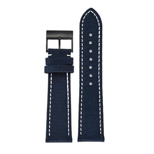 LOSUNLENU Uhrenarmband aus Nylon-Canvas für Breitling Avenger Reconnaissance Aircraft Super Ocean Yellow Wolf Blackbird(Blue black) von LOSUNLENU