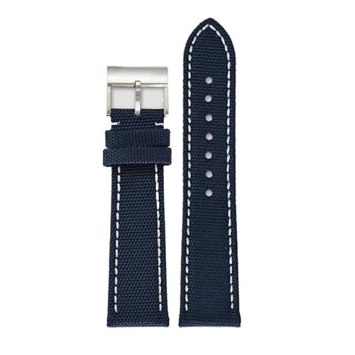 LOSUNLENU Uhrenarmband aus Nylon-Canvas für Breitling Avenger Reconnaissance Aircraft Super Ocean Yellow Wolf Blackbird(Blue silver) von LOSUNLENU