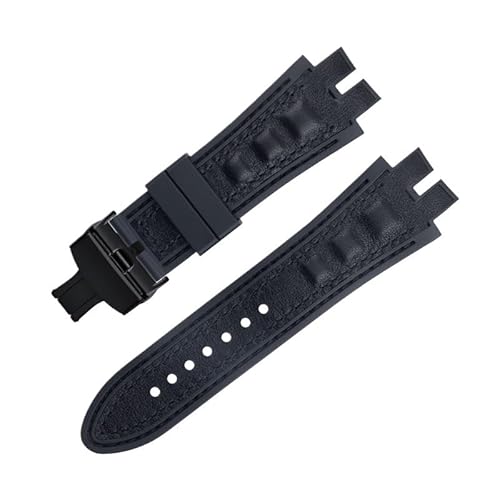 LOSUNLENU Uhrenarmband aus mattiertem Wildleder für Roger Dubuis EXCALIBUR King Uhrenarmband mit weicher Gummibasis(Blackb b) von LOSUNLENU