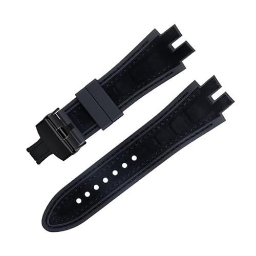 LOSUNLENU Uhrenarmband aus mattiertem Wildleder für Roger Dubuis EXCALIBUR King Uhrenarmband mit weicher Gummibasis(Matte blackb b) von LOSUNLENU