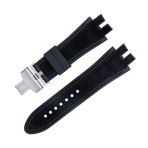 LOSUNLENU Uhrenarmband aus mattiertem Wildleder für Roger Dubuis EXCALIBUR King Uhrenarmband mit weicher Gummibasis(Matte blacks b) von LOSUNLENU
