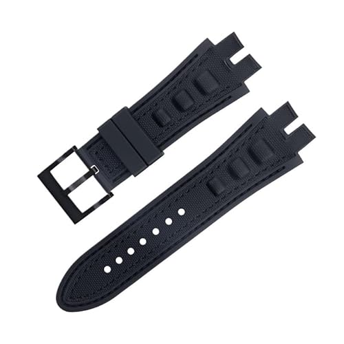 LOSUNLENU Uhrenarmband aus mattiertem Wildleder für Roger Dubuis EXCALIBUR King Uhrenarmband mit weicher Gummibasis(Nylon blackb a) von LOSUNLENU