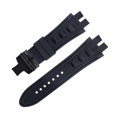 LOSUNLENU Uhrenarmband aus mattiertem Wildleder für Roger Dubuis EXCALIBUR King Uhrenarmband mit weicher Gummibasis(Nylon blackb b) von LOSUNLENU