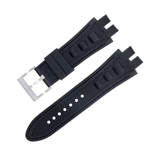 LOSUNLENU Uhrenarmband aus mattiertem Wildleder für Roger Dubuis EXCALIBUR King Uhrenarmband mit weicher Gummibasis(Nylon blacks a) von LOSUNLENU