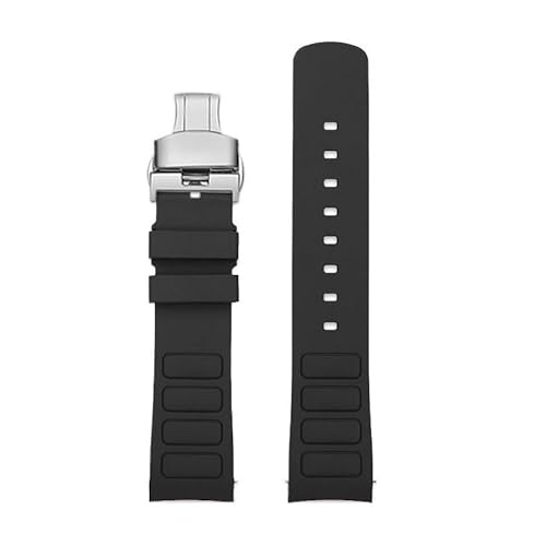 LOSUNLENU Uhrenarmband mit gebogenem Ende für Mido Helmsman M049.526 TV M049, Silikon-Sportuhrenarmband(Blacks) von LOSUNLENU