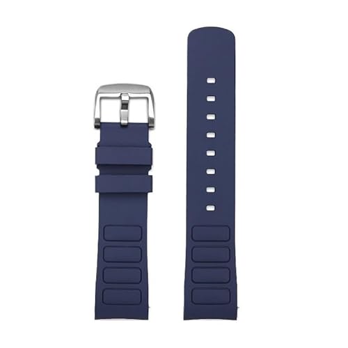 LOSUNLENU Uhrenarmband mit gebogenem Ende für Mido Helmsman M049.526 TV M049, Silikon-Sportuhrenarmband(Blue silver pin) von LOSUNLENU