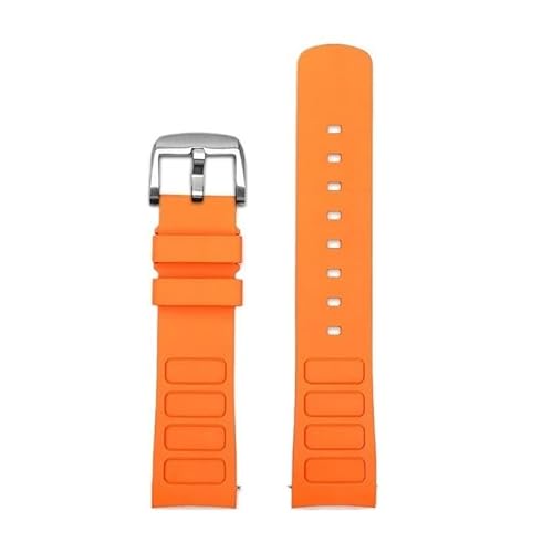 LOSUNLENU Uhrenarmband mit gebogenem Ende für Mido Helmsman M049.526 TV M049, Silikon-Sportuhrenarmband(Orange silver pin) von LOSUNLENU