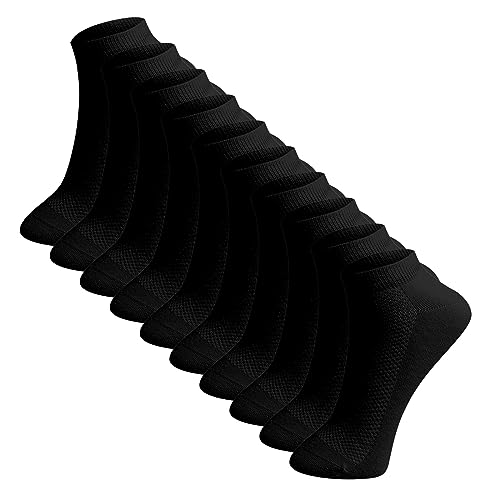 LOSVIP 10 Paar Unisex einfarbige, atmungsaktive, bequeme Sportsocken, Bootssocken Kuschelsocken Antirutsch Damen (Black, One Size) von LOSVIP