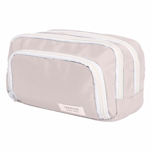 LOSVIP # Federmäppchen mit großer Kapazität, 3, große Federtasche, Stiftetasche, Bleistiftbox, Organizer, einfache Aufbewahrung, Schreibwaren, Kosmetika für Erwachsene, Männer, (Beige, One Size) von LOSVIP