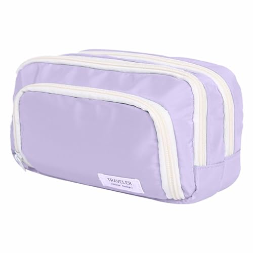 LOSVIP # Federmäppchen mit großer Kapazität, 3, große Federtasche, Stiftetasche, Bleistiftbox, Organizer, einfache Aufbewahrung, Schreibwaren, Kosmetika für Erwachsene, Männer, (Purple, One Size) von LOSVIP