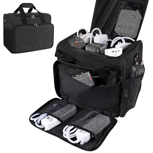 LOTCAIN Kabel-Organizer-Tasche, Kabel-Management-Box, Kabel-Organizer, Elektronikkabel-Aufbewahrungstasche mit verstellbarer Trennwand, große Kabelaufbewahrungstasche, Tragetasche für Kabel, Kabel von LOTCAIN