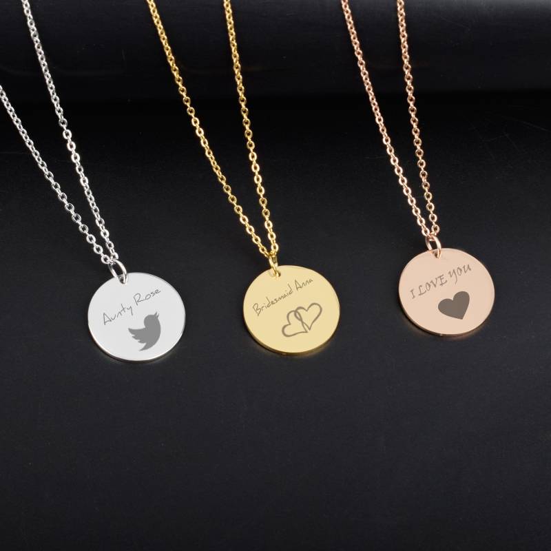 Custom Halskette Sternzeichen Konstellation Geschenk Astrologie Disk Silber, Rose Gold von LOTCC