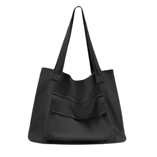 LOTEZAVA Cord Tasche Handtasche Damen Shopper Tote bag Große Umhängetasche mit Reißverschluss Mehrere Taschen Shopper Tasche für die Arbeit Einkaufen Schule Tägliche Reisen von LOTEZAVA