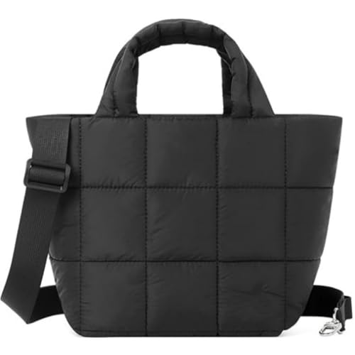 LOTEZAVA Mini Gesteppte Tragetasche mit Reißverschluss Puffer Tote Bag Kleine Leichte Puffer Handtasche mit Abnehmbarem Gurt, Vielseitige Crossbody Tasche von LOTEZAVA