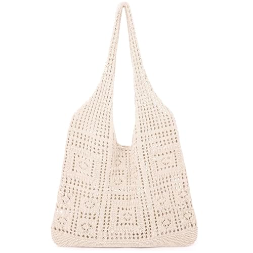LOTEZAVA Strandtasche Damen Gehäkelte Mesh Strand Tote Bag Sommer Urlaub Ästhetische Häkeltasche Strandtasche Beach Bag Netz für Urlaub Reisen Strand Umhängetasche und Alltag von LOTEZAVA